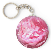 Hatched Pink Peony Key Chain