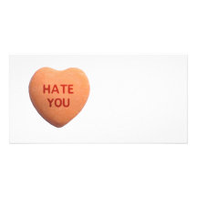 Hate You Orange Candy Heart Photo Card Template