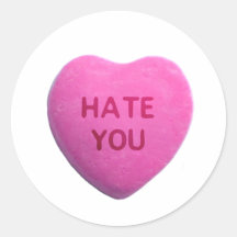 Hate You Pink Candy Heart Sticker