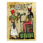 Hathor, Egyptian Goddess, Sycamore Branch on Thron Postcard
