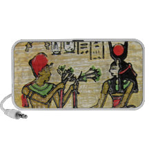 Hathor, Egyptian Goddess, Sycamore Branch on Thron Portable Speaker