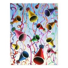 HATS & STREAMERS PARTY INVITATION ~ EZ2 CUSTOMIZE