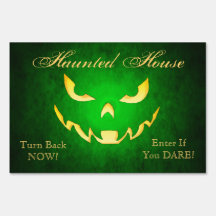 Haunted Goblin Smile Green Halloween Yard Sign