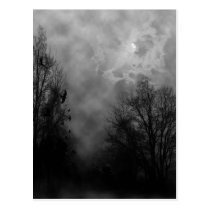 Haunted Halloween Sky with Ravens Postcard postcards