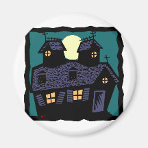 Haunted House At Night Refrigerator Magnet