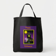 Haunted House & Ghost Halloween Tote Tote Bag