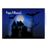 Haunted House with Bats Halloween Greeting Card