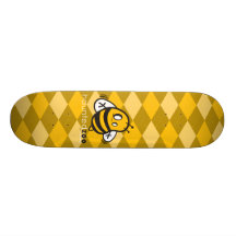 Haunted Zoo "Bee Argyle Yellow" Skate Board Deck