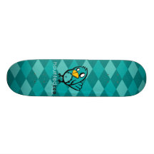 Haunted Zoo "Bird Argyle Blue" Skate Board