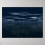 Hausse de lune au-dessus de l'eau bleue affiche