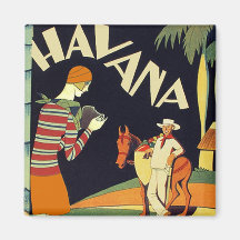 Havana Cuba Art Deco Cover Vintage Art Fridge Magnet