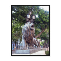havana lion statue postcard