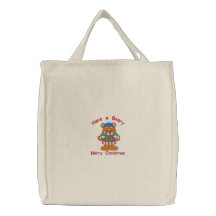 Have a Beary Merry Christmas Embroidered Tote Embroidered Tote Bag