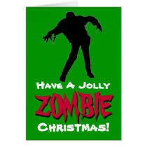Have A Jolly Zombie Christmas Card (Green) cards