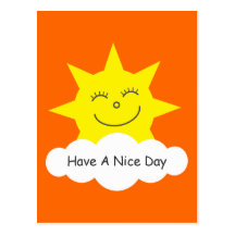 Have A Nice Day happy cartoon sun orange postcard