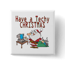 have a techy christmas computer geek santa pinback buttons
