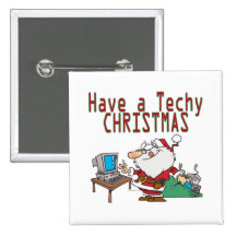 have a techy christmas computer geek santa pinback buttons