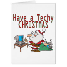 have a techy christmas computer geek santa card