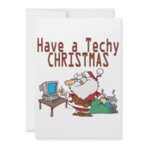 have a techy christmas computer geek santa personalized invites