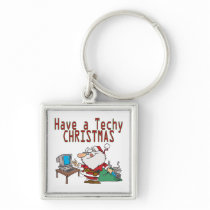 have a techy christmas computer geek santa key chain