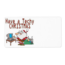 have a techy christmas computer geek santa shipping labels