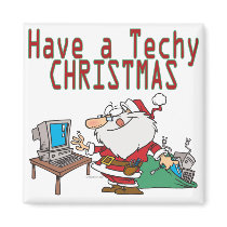 have a techy christmas computer geek santa magnet