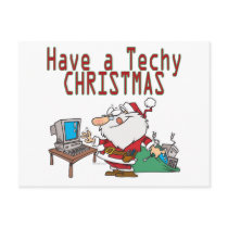 have a techy christmas computer geek santa post card