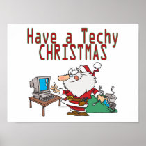 have a techy christmas computer geek santa print