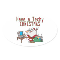have a techy christmas computer geek santa sticker