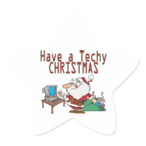 have a techy christmas computer geek santa stickers