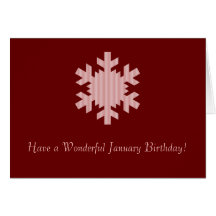 "Have a Wonderful January Birthday" - Striped Snow Greeting Card