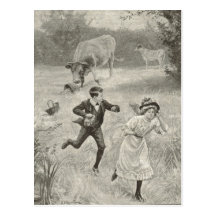 Have to run, antique image post card