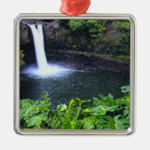 Hawaii, Big Island, Hilo, Rainbow Falls, Lush Christmas Ornaments