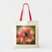 Hawaii big red hybrid hibiscus reusable bag