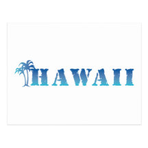 Hawaii blue palm trees post card