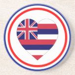 Hawaii Flag Heart Beverage Coasters