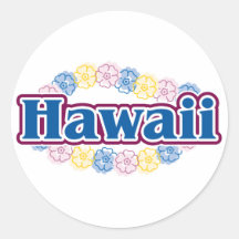 Hawaii flowers round stickers