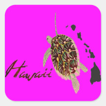 Hawaii Green Sea Turtle Square Sticker