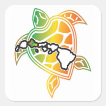 Hawaii Green Sea Turtle Square Sticker