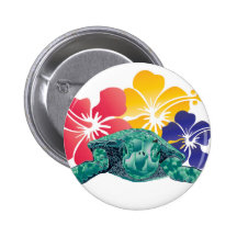 Hawaii Hibiscus Flowers and Turtle Pin
