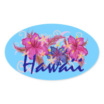 Hawaii hibiscus flowers blue stickers