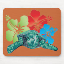 Hawaii Hibiscus Turtle Mousepads