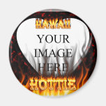 Hawaii Hottie fire and red marble heart. Fridge Magnets
