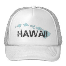Hawaii islands light blue white hat