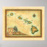 Hawaii Map, Sizes 1 Posters