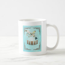 Hawaii Map With Lovely Birds Mugs