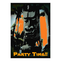Hawaii tiki theme customizable invitations
