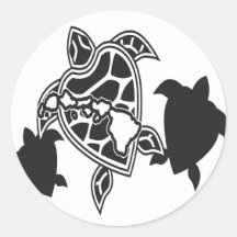 Hawaii Turtles Round Stickers