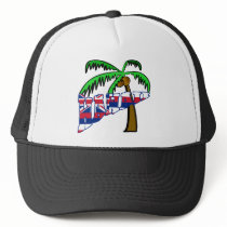 Hawaii with Palm Tree Products Trucker Hat
