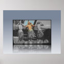 Hawaiian 1958 Hula Girls  Retro Poster posters
